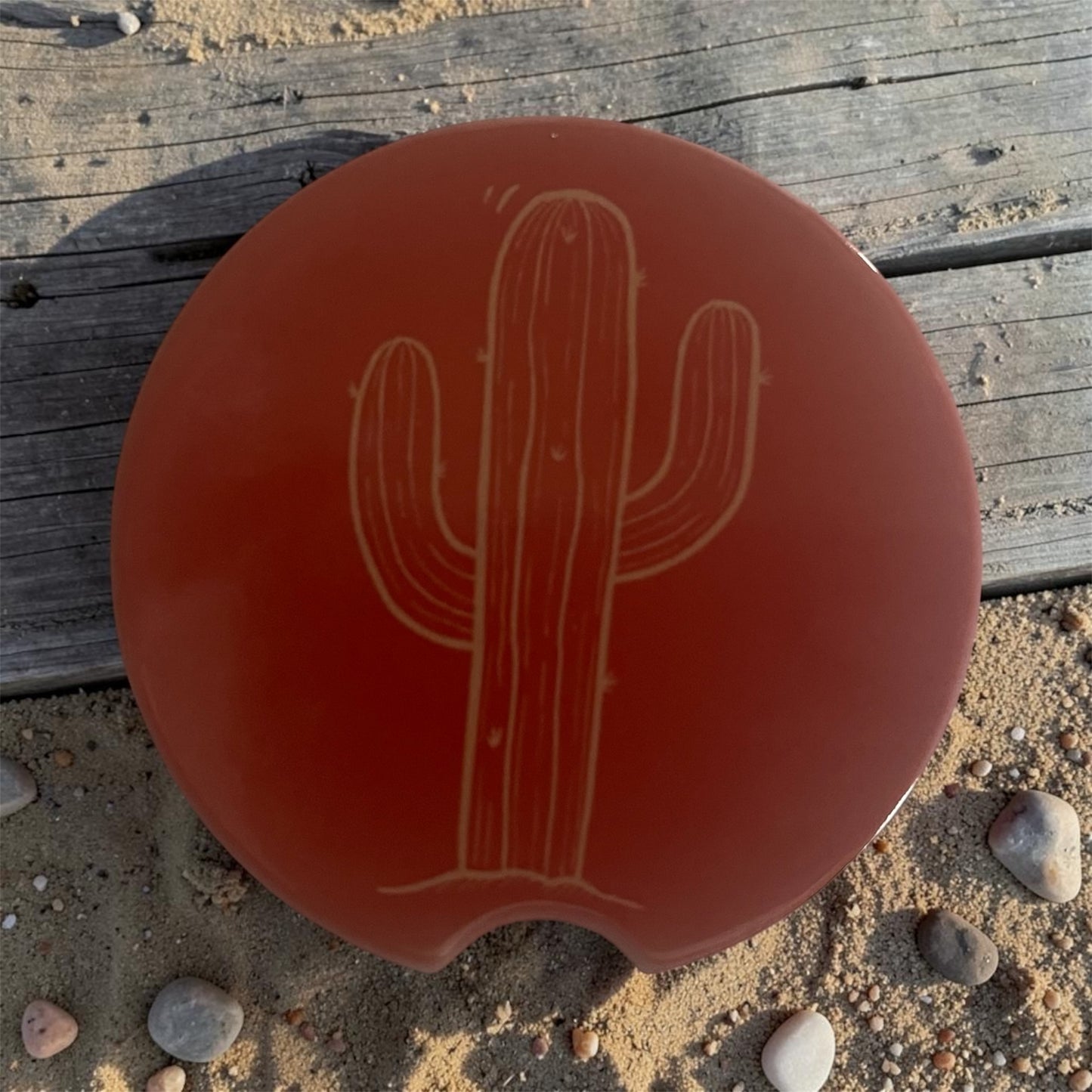 Round Compact Set with Cactus & Yeehaw Designs - Rust & Black