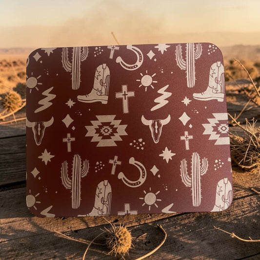 Southwest Print Western Mouse Pad in Dusty Rose