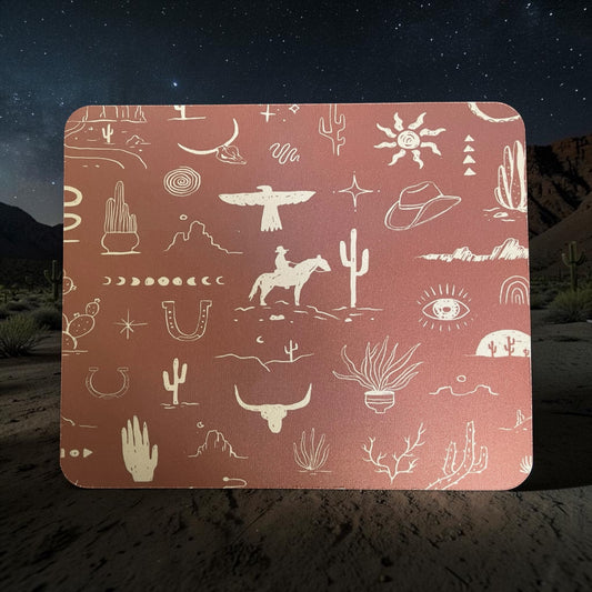 Western Desert Print Mouse Pad in Dusty Rust