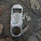 Decorative Boot Pattern Bottle Opener Keychain in Light Blue and Cream